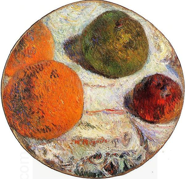 Paul Gauguin Tambourin decore des fruits